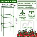 ZeeDix 45 Inch Tomato Cages 4 Pack, Heavy Duty Adjustable Metal Garden Plant Supports for Climbing Vegetables - Square Cage for Tomatoes, Cucumbers, Peas, Flowers with 40 Plant Clips