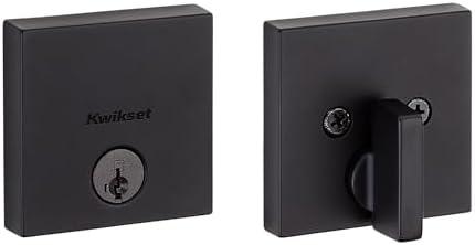 Kwikset Downtown Deadbolt Lock, Matte Black Square Exterior Keyed Front Entry Door, Pick Resistant SmartKey Rekey Security, Single Cylinder Dead Bolt, with Microban Protection Only 1 Kwikset Downtown Deadbolt Lock, Matte Black Square Exterior Keyed Front Entry Door, Pick Resistant SmartKey Rekey Security, Single Cylinder Dead Bolt, with Microban Protection Only 1