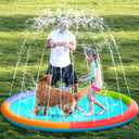 SLOOSH Non-Slip Splash Pad Sprinkler - Outdoor Water Play Toys Backyard Fountain Mat for Toddlers Kids Dogs, Thickened Sprinkler Outside Pool Party Durable for Girls Boys Pets, (72in, Multicolor)