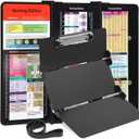 Foldable Aluminum Nursing Clipboard with Cheat Sheets - Black (Letter Size, 30 Sheet Capacity)