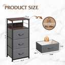 WLIVE Nightstand with Charging Station, 31.9" H Nightstand with 3 Fabric Drawers, LED Bedside Table with USB Ports and Outlets, End Table for Bedroom, Dorm, Entryway, Dark Grey, 11.73"D x 15.67"W x 31.93"H