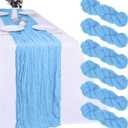 6 Pack Baby Blue Cheesecloth Table Runner 10FT Cheese Cloth Boho Gauze Fabric Table Runner 35 x 120 Inch Rustic Sheer for Spring Holiday Wedding Decor Baby Shower Party Decoration, 6 Pcs - 10 Ft