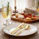 WDF300 Pieces Gold Plastic Silverware - Heavy Duty Disposable Cutlery Set Plastic Gold Silverware Set Includes 100 Forks, 100 Spoons, 100 Knives for Party Baby Shower Wedding Spring