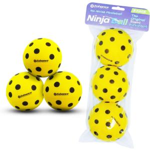 Enhance Pickleball Ninja Ball - The Original Silent Pickleball - Foam Pickleball for Quiet Practice at Home - Comes with 3 Balls - Indoor or Outdoor Balls for Quiet Practice