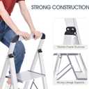 KINGRACK Aluminium 2 Step Ladder, Lightweight Step Stool with Non-Slip Pedals, Handrail, 330LBS Foldable Step Ladder for Kitchen, Garage, Home, Space Saving, Sturdy and Portable, Silver