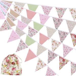 12M/40Ft Triangle Bunting Banner 42 Pcs Multicolored Fabric Flags Burlap Pennant Banner Flags Garlands for Wedding, Birthday Party, Outdoor Festival Hanging Decoration (C)
