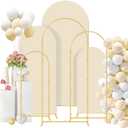 Wedding Arch Backdrop Stand Set Metal Arch Backdrop Stand with Wedding Arch Cover, Wedding Balloon Arch Backdrop Stand for Birthday, Baby Shower, Anniversary (Beige, 4FT+5FT+6FT)