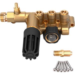Premium 7108746 AAA Pump Manifold Replacement Kit for AAA Pressure Washer Pump Model Numbers 530008, 530009, 530016, Heavy Duty 7108746 Manifold Kit with Hardware, Gold - Easy to Install
