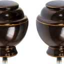 KAMANINA Round Replacement Finials for 3/4 or 5/8 Inch Curtain Rods, Antique Bronze Drapery Rod Finials with M6 Standard Screws, Set of 2