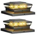 Solar Post Cap Lights 12 Pack, Fence Post Solar Lights, Warm White/Cool White Lighting, Black Waterproof Outdoor Post Lights for Garden Patio Porch, 4x4, 5x5 or 6x6 Vinyl/Wooden Posts