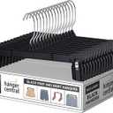 Hanger Central 12 Pack Pants Hangers  12 Inch Slim Plastic Clothes Hangers with Clips for Skirts, Pants, Shorts  Space Saving Heavy Duty Closet Organizer with Non Slip Grip & Swivel Hook  Black