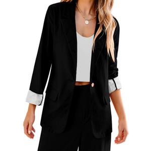luvamia Blazers for Women Business Casual Dressy Work Fashion Lightweight Spring Summer Linen Unlined 2025 Suit Jackets (X-Large, Black)