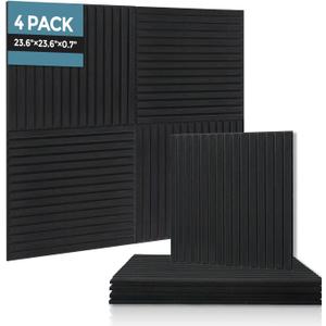 AKUMAX 4 Pack Wood Panels-3D Slat Wall Panelling for Wall-Ceiling and Sound Absorbing - Wooden Wall Panels for Living Room, Bedroom-Fire Retardant & FSC-15.5 ft(Black Oak)