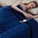 Well feel Heated Weighted Blanket 15 lbs 62 x 84, Full Size Blue