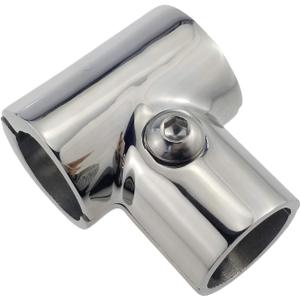 NRC&XRC Heavy Duty 316 SS Polished Boat Hand Rail Fitting- 90 Degree T/Tee Hinged/Split for 7/8" OR 1 INCHTube, 2 Pack