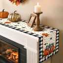 3 x Artscope Pumpkin Bow Buffalo Plaid Fall Table Runner,Thanksgiving Holiday Kitchen Dining Table Decoration for Fall Home Decor 13x60 Inch (Orange Black)