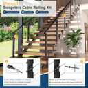 4-12FT Swageless Black Stair Cable Railing Kit 36Inch 2 Stair Post Kit Fit 28-38 Degree Stairway, Cable Railing System with Patent Terminal for Staircase, Railing Kit Length Adjustable Easy DIY