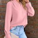 EVALESS Work Blouses for Women Long Sleeve Blouses Business Spring Top Womens V Neck Office Shirts (XL)