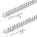 CNSUNWAY LED Shop Light 2ft, 20W 3000LM 6500K, T8 LED Tube Lights, Clear Cover, Ceiling and Utility Shop Lights, Linkable Light Fixture for Room, Garage, Workbench, Warehouse, ETL Listed (2 Pack) (Cool White)