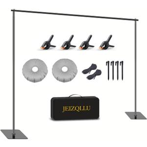 Backdrop Stand, 6.5ft Height 9ft Width Adjustable Photography Background Support Poles with Heavy Duty Flat Base, Photo Metal Steel Pipe and Drape Frame Kit for Parties Birthday Wedding