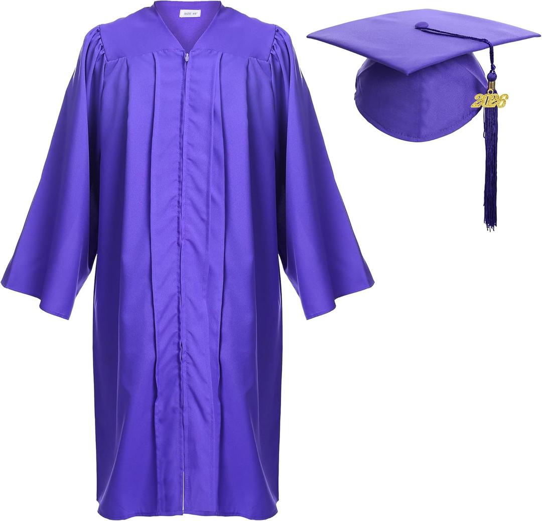 Newrara Graduation Gown Cap Tassel Set (Purple)