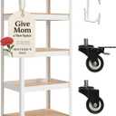 HOMEDANT House White 5-Tier Metal Boltless Rolling Cart Shelf Rack Casters Heavy Duty Wheel Shelving Unit Adjustable Storage Shelves Organizer Shelf Kitchen Garage 24.4" W x 16.5" D x 62.2" H 1Pack ((05) 24.4"W x 16.5"D x 62.2"H, Wheel-White)