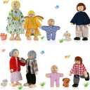 12 Pcs Wooden Dollhouse People, Dollhouse Family Set, Wooden Doll House People, Doll Family Pretend Play Figures Accessories Toy Gift for Kids Ages 3+
