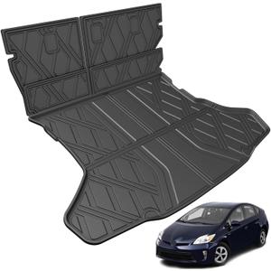 AOMSAZTO Cargo Mat & Backrest Mat Compatible with 2010-2014 Toyota Prius (Not Fit Plug-in, V or C Models): TPE All Weather Protection Anti-Slip Cargo Liner for 2014 Prius Accessories