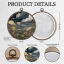 Giosve Vintage Floral Round Wall Art Canvas Framed Poster, Retro Moon Cloud Cottagecore Wildflower Botanical Hanging Wall Sculptures for Home Bedroom Living Room Decor, 10x10 Inch