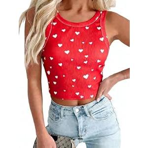 Women Crop Tank Top Vintage 80s 90s Graphic Tee Disco 80s Theme Party Outfit Red