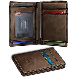 BULLIANT Slim Wallet For Men 12Cards,Magnetic Flip Build-in Money Clip Airtag Compatible-RFID Blocking