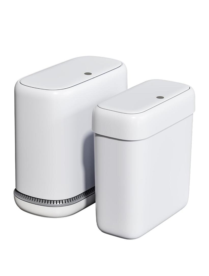 Bathroom Trash Can with Lid, Slim 3.3 Gallon Vacuum adsorption Garbage Bin, Narrow Press Top Waste Basket for Odor Control & Dog Proof for Bathroom Bedroom Office Home