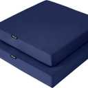 Favoyard Patio Chair Cushions 20 x 20 x 3 Inch Waterproof Outdoor Seat Cushions for Patio Furniture 3-Year Color Fastness Garden Sofa Couch Pads with Handle & Adjustable Straps Set of 2, Blue