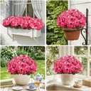 ATTGREAT Artificial Geraniums for Outdoors Faux Plants UV Resistant Flowers Outside Fake Silk Flowers Bulk Realistic Plastic Greenery for Home Porch Planter Patio Decor, 6 Bundles (Rose Red)