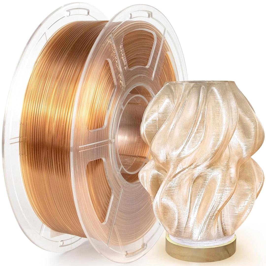 IEMAI Clear PETG Filament 1.75mm 1kg, Crystal Transparent Champagne 3D Printer Filament Up to 600mm/s Printing, Tough & Durable for Lampshade, Creative DIY & Home Decor