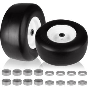 13x6.50-6" Flat Free Lawn Mower Tires and Wheels Rim for Commercial Lawn Mower Deck 38"-68" Garden Tractor | Hub Length 4"-7.1" | Bore ID 3/4"2 PCS