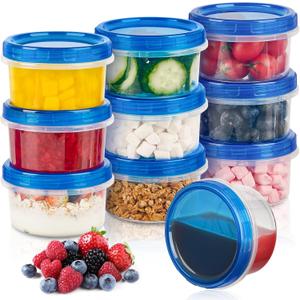 Soelomu 8 oz Freezer Storage Containers with Twist Top Lids, 10 Pack Reusable Meal Prep Containers Plastic Stackable Leakproof Food Storage Containers for Soup, Sauce, Salad, Leftover, Oats
