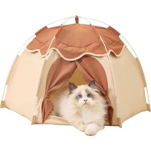 Gigreinc Cat Tent for Indoor, Indoor Dog House,Kitten Tent Suitable for Samll Dogs,Pet Cute Cave Nest Dog Houses(Beige, Medium)