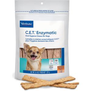 Virbac C.E.T. Enzymatic Oral Hygiene Chews for Dogs, X Small - Plaque & Tartar Control - Single Layer Beefhide with Exclusive Dual-Enzyme System & Tasty Chicken Flavor - Easy to Give Dog Dental Chew