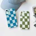 2 x NITITOP Compatible with iPhone 11 Case Cute Aesthetic Checkerboard Larger Blocks Pattern for Women Girl Trendy Slim Fit TPU Silicone Shockproof Full Camera Protection Cover - Blue