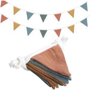 Oudain 2 Pcs Pennant Banner Flags Nursery Garland Triangle Bunting Flags Playroom Wall Decor Banner for Nursery Baby Shower Birthday Boho Wedding Party Event, Each 7.75 ft(Warm Color)