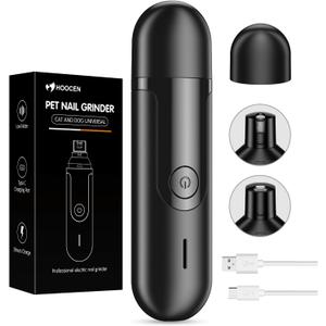 Dog Nail Grinder, Quiet and Low-Vibration Dog Nail Trimmers for Large Dogs, Medium, Small Dogs Cats Pets, Upgrade Professional Electric Pet Paws Toenail Grooming Tool Black