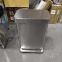 simplehuman 55 Liter / 14.5 Gallon Rectangular Hands-Free Kitchen Step Trash Can with Soft-Close Lid, Brushed Stainless Steel