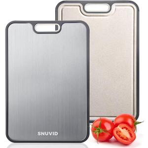 Titanium Cutting Board, Double Sided Cutting Boards for kitchen, Pure Titanium and Wheat Straw PP, Food-Grade, non Toxic - Easy to Clean
