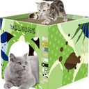 Bissap Cat Cardboard House, Large Thickened Play House with 2 Story Scratch Pads Bed Scratching Lounge for Indoor Cats Kittens Breathable Cube Shelter Corrugated Scratcher Box Toy