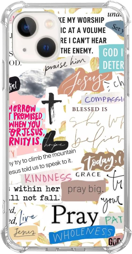Christian Quotes Prayings Case Compatible with iPhone 15, Biblical Verse Postive Sayings Case for iPhone 15, Trendy TPU Bumper Phone Cover Case