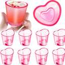 Plastic Shot Glasses of 8 Pcs, 1.5 oz Cute Pink Shot Glasses Set, Heart Shaped Shot Cups Bulk, Reusable Mini Beer Stein Tasting Glass Juice Cups for Whiskey, Tequila, Vodka, Spirits & Liquors