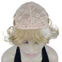 Lydell Women's Short Wavy Curly Wig Synthetic Hair Full Wig Blonde Highlights 6 inches