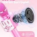 Amazmic Toys for Girls, Kids Karaoke Microphone Toddler Microphone for Kids with Lights, for Girls, Birthday Party Boys Toy Age 3 4 5 6 7 8+(Light Pink)