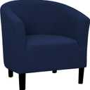 Easy-Going Stretch Club Armchair Slipcover 1 Piece Barrel Tub Sofa Cover Furniture Protector Jacquard Couch Cover Navy
